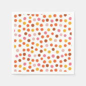 ピンク、オレンジ、黄色の水玉模様ナプキン スタンダードカクテルナプキン (正面)