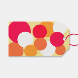 ピンク、オレンジ、黄色の水玉模様 ギフトタグ