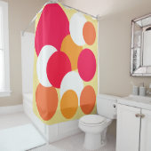 ピンク、オレンジ、黄色の水玉模様 シャワーカーテン (インサイチュ)