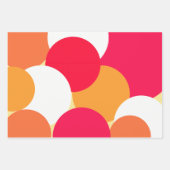 ピンク、オレンジ、黄色の水玉模様 ラッピングペーパーシート (正面)