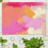 ピンク、オレンジ、黄色の水色 キッチンタオル (折り畳み)