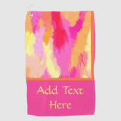 ピンク、オレンジ、黄色の水色 ゴルフタオル (正面)