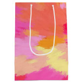 ピンク、オレンジ、黄色の水色 ミディアムペーパーバッグ (裏面)