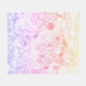 ピンク、オレンジ、黄色、ソフトデイジー フリースブランケット (正面(横))