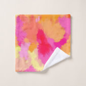 ピンク、オレンジ、黄色 バスタオルセット (ウォッシュタオル)