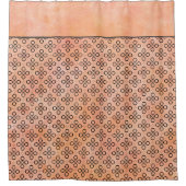 ピンク、オレンジ、黒のレトロパターン シャワーカーテン (正面)