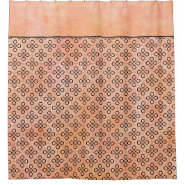 ピンク、オレンジ、黒のレトロパターン シャワーカーテン