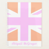 ピンク&オレンジUK国旗/ユニオンジャック |パーソナライズされた | プランナー手帳 (正面)