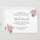 ピンク・オーキッド葬儀アナウンスメントカード 招待状 (正面)