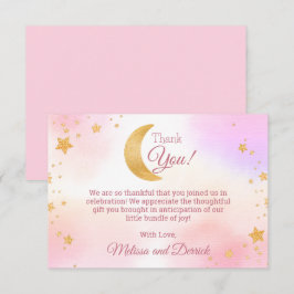 ピンク・オーバー・ザ・ムーンガール赤ちゃんシャワーサンキューカード サンキューカード