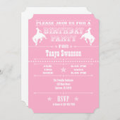 ピンク・カウボーイ・ロデオ誕生日パーティーの招待 招待状 (正面/裏面)