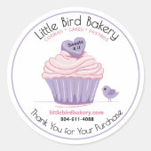 ピンク カップケーキ オーダーメイド ベーカリー サンクス ラウンドシール (正面)