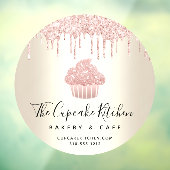 ピンク カップケーキ グリッター ドリップス ベーカリー ペストリー カフェ ゴールド ウィンドウサイン (シート3)