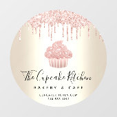 ピンク カップケーキ グリッター ドリップス ベーカリー ペストリー カフェ ゴールド ウィンドウサイン (シート)