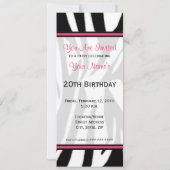 ピンク カップケーキ スキニー インビテーション - ゼブラ柄 (裏面)