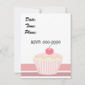 ピンク カップケーキ 誕生日 招待状 (裏面)