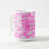ピンク カモフラージュ 名前入れ  コーヒーマグカップ (正面左)