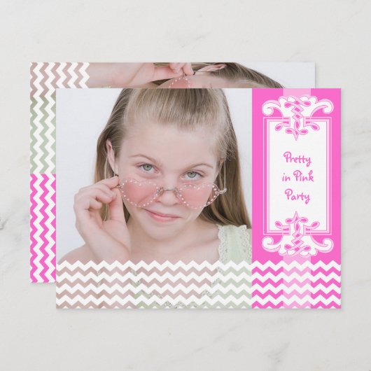 ピンク·ガかわいらしールの12歳の誕生日パーティーの写真 招待状 (正面/裏面)