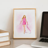 ピンク、ガーリーファッション・スケッチ ポスター