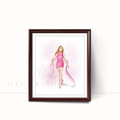 ピンク、ガーリーファッション・スケッチ ポスター