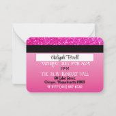 ピンク/ガーリーブラッククレジットカード誕生日招待状 ノートカード (裏面)