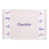 ピンク·ガールズ体操クローバーモノグラム名 枕カバー (裏面)