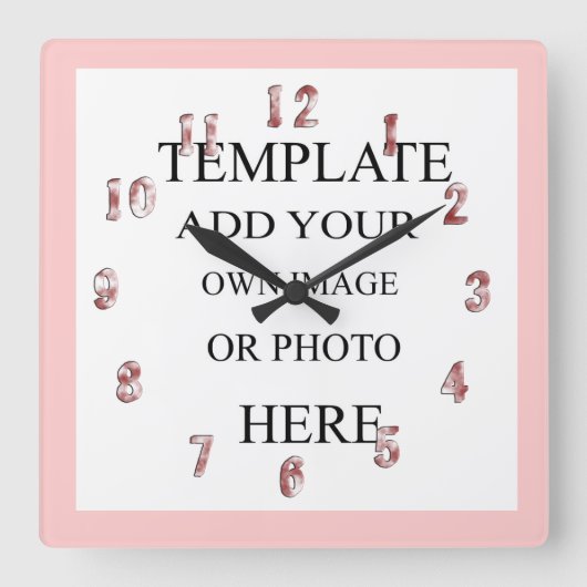ピンク・ガールズ・フォト・デコー・ウォール・クロパーソナライズされたック スクエア壁時計 (正面)