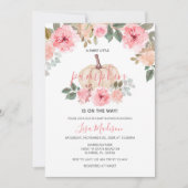 ピンク・ガール・カボチャがベビーシャワーの途中 招待状 (正面)