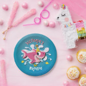 ピンク·ガール·シャーク·ベビー誕生パーティー ペーパープレート (パーティー)