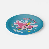 ピンク·ガール·シャーク·ベビー誕生パーティー ペーパープレート (アングル)