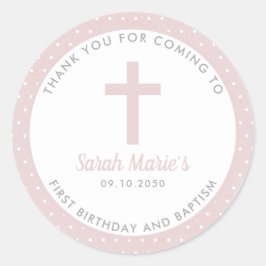 ピンク・ガール・バプティスマ・《キリスト教》洗礼式や命名式・アド・ザンキュー ラウンドシール