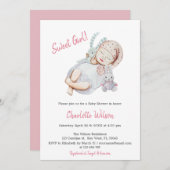 ピンク·ガール·ベビ生まれたばかりのー·シャワーの招待 セーブザデート (正面/裏面)