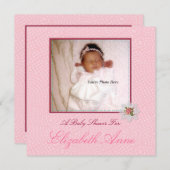ピンク·ガ大切ール·フォト·ベビー·シャワー 招待状 (正面/裏面)