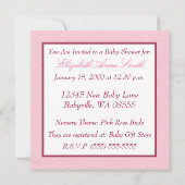 ピンク·ガ大切ール·フォト·ベビー·シャワー 招待状 (裏面)