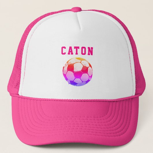 ピンク キッズ サッカー オーダーメイド キャップ (正面)