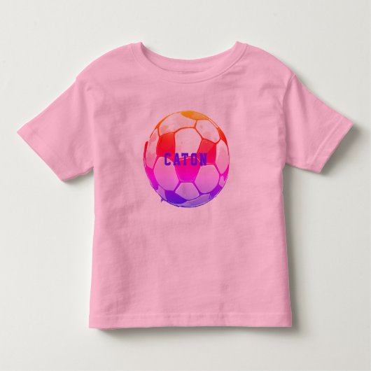 ピンク キッズ サッカー オーダーメイド トドラーTシャツ (正面)