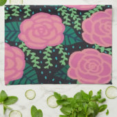 ピンク・キャベツ・バラ キッチンタオル (折り畳み)