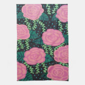 ピンク・キャベツ・バラ キッチンタオル (縦)