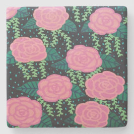 ピンク・キャベツ・バラ ストーンコースター