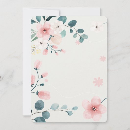 ピンク《キリスト教》洗礼式や命名式の赤ちゃんガールピーチ 招待状 (裏面)