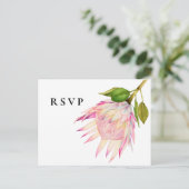 ピンク·キング·プロテア·フローラ結婚式RSVP インビテーションポストカード (スタンド正面)