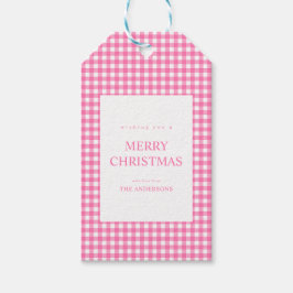 ピンク ギンガム クリスマス ギフトタグ