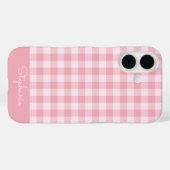 ピンク ギンガム チェック柄 ガーリー チェック プリント 名前入り Case-Mate iPhoneケース (裏面 (横))