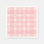 ピンク ギンガム ハート バレンタイン スタンダードカクテルナプキン (正面)
