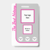 ピンク クラシック スタイル 公証人 ID バッジ QR コード (裏面)