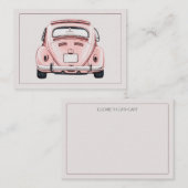 ピンク クラシック ヴィンテージ バギー 虫 車 カスタム ノートカード (正面/裏面)