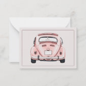 ピンク クラシック ヴィンテージ バギー 虫 車 カスタム ノートカード (正面)