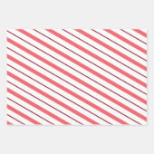 ピンク&クランベリーストライプのクリスマスラッピング紙 ラッピングペーパーシート (正面3)