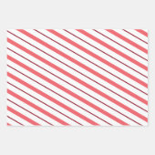 ピンク&クランベリーストライプのクリスマスラッピング紙 ラッピングペーパーシート (正面2)