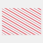 ピンク&クランベリーストライプのクリスマスラッピング紙 ラッピングペーパーシート (正面)